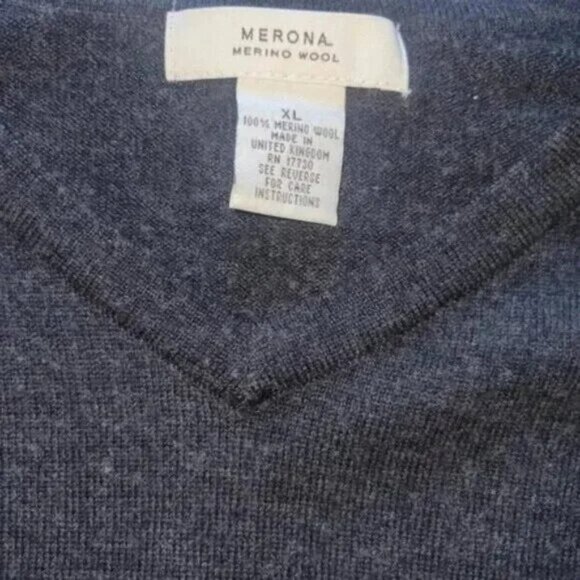 Vintage Y2K Grandpa XL Grey Men's Sweater Merino Wool Argyle Diamond Academia - Picture 3 of 5